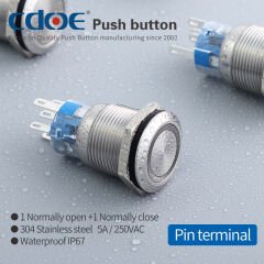 19mm Metal Kırmızı Ledli Buton Paslanmaz/Çelik Ip67 Cd56S