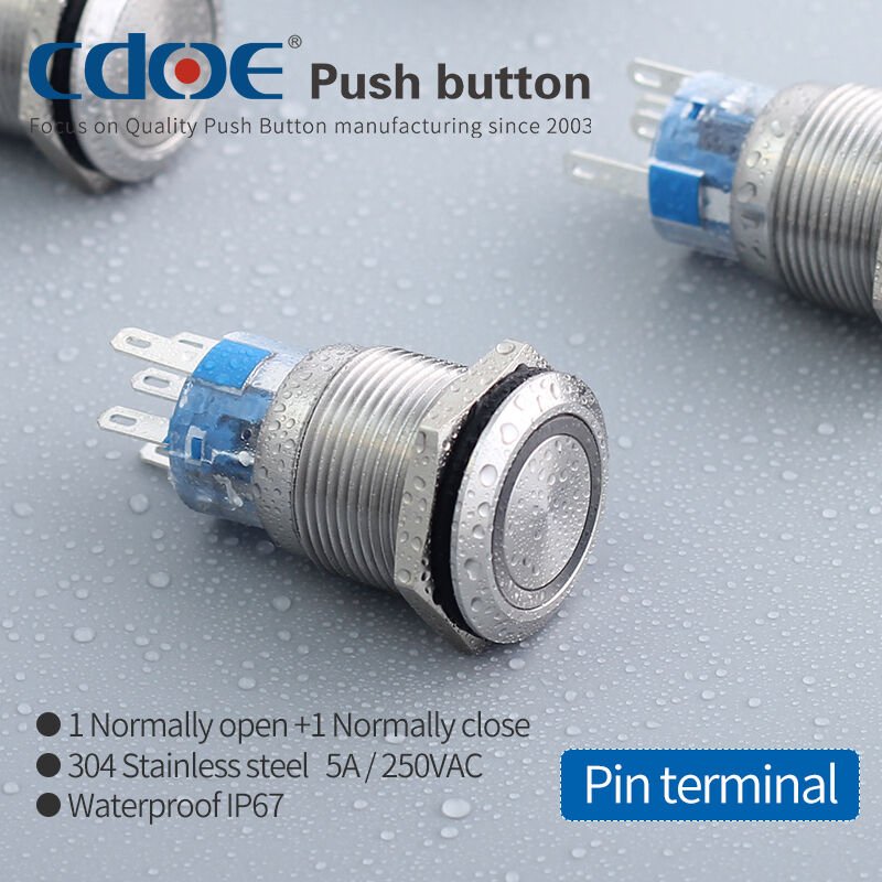 19mm Metal Sarı Ledli Buton Paslanmaz/Çelik Ip67 Cd82S