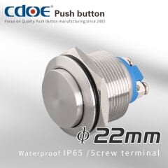 22mm Metal Buton Paslanmaz Çıkık Kafa 1No Ip65 Cd89-1S