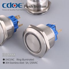 30mm Metal Yeşil Ledli Buton Paslanmaz/Çelik Ip65