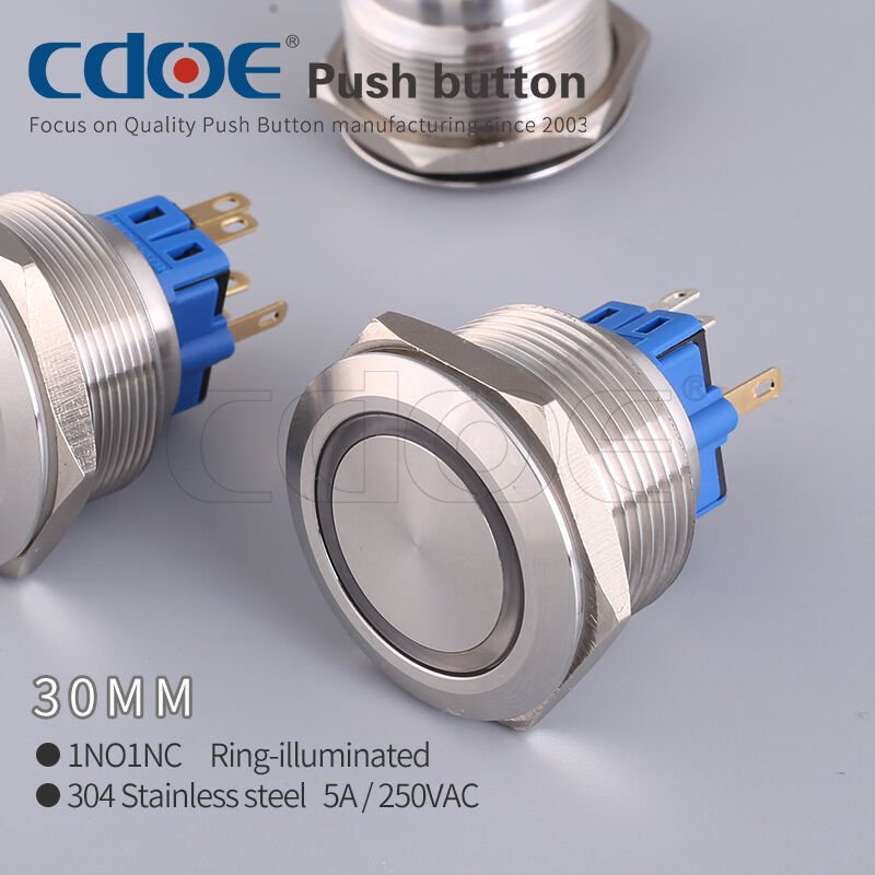 30mm Metal Turuncu Ledli Buton Paslanmaz/Çelik Ip65