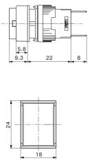 16mm Dikdörtgen Sinyal Lambası Kırmızı Ledli Cd-Aj-D/24V/R