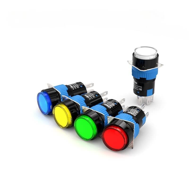 16mm Yuvarlak Yaylı Buton Yeşil Ledli Cd-Ay-11D/24V/G