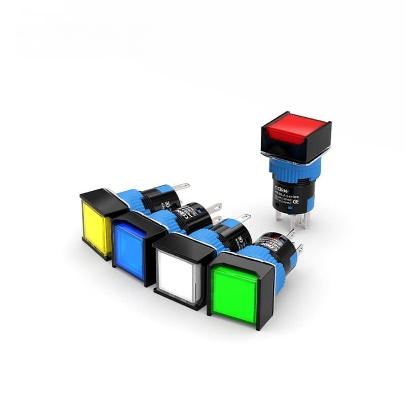 16mm Yaylı Kare Buton Beyaz Ledli Cd-Af-11D/24V/W