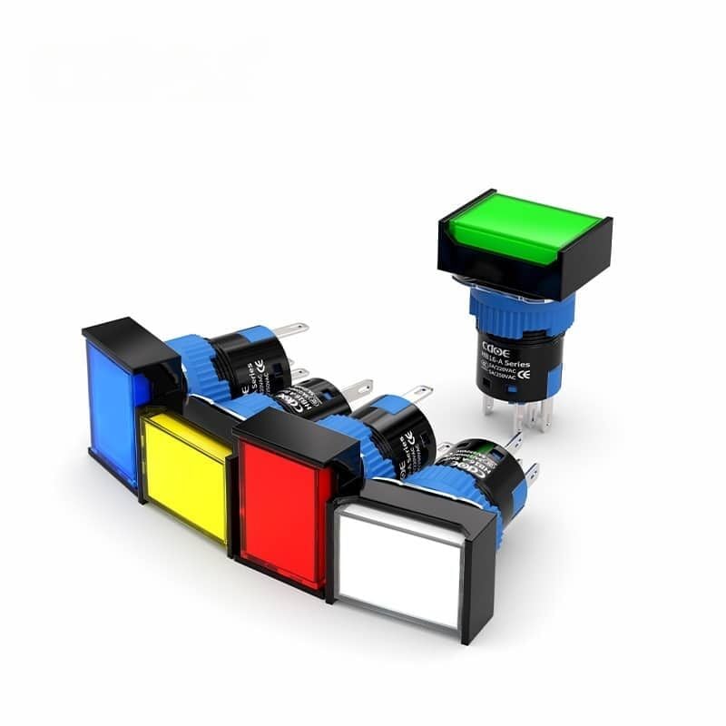 16mm Kalıcı Dikdörtgen Buton Yeşil Ledli Cd-Aj-11Dz/24V/G