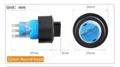 22mm Kırmızı Ledli Mandal Buton Off-On Cd-Apy-11Xd/21/24V/R