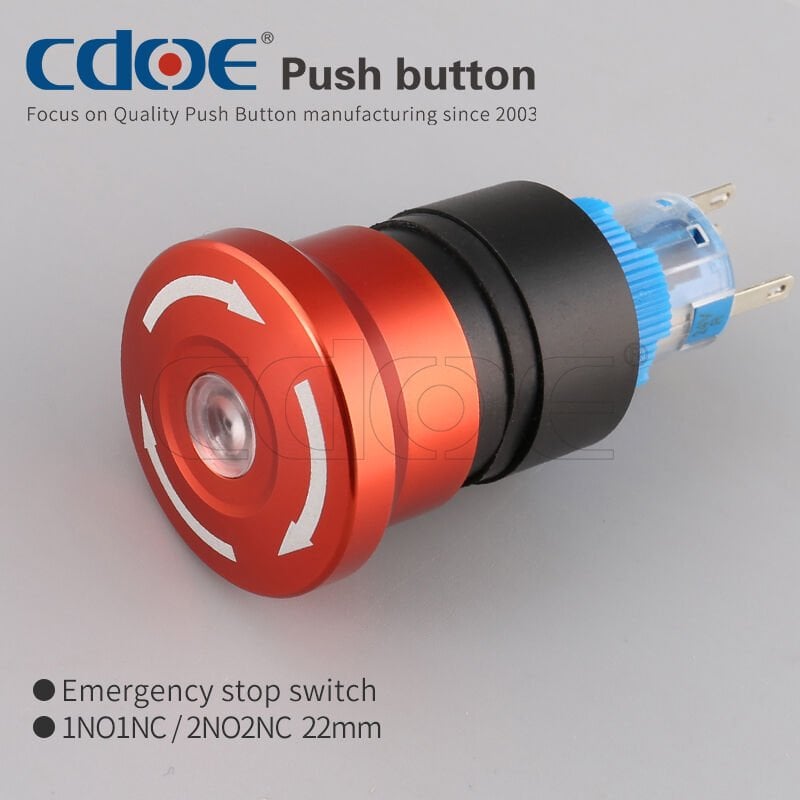 22mm Acil-Stop Buton Kırmızı Ledli Cd-Apy-11Dts/24V/R
