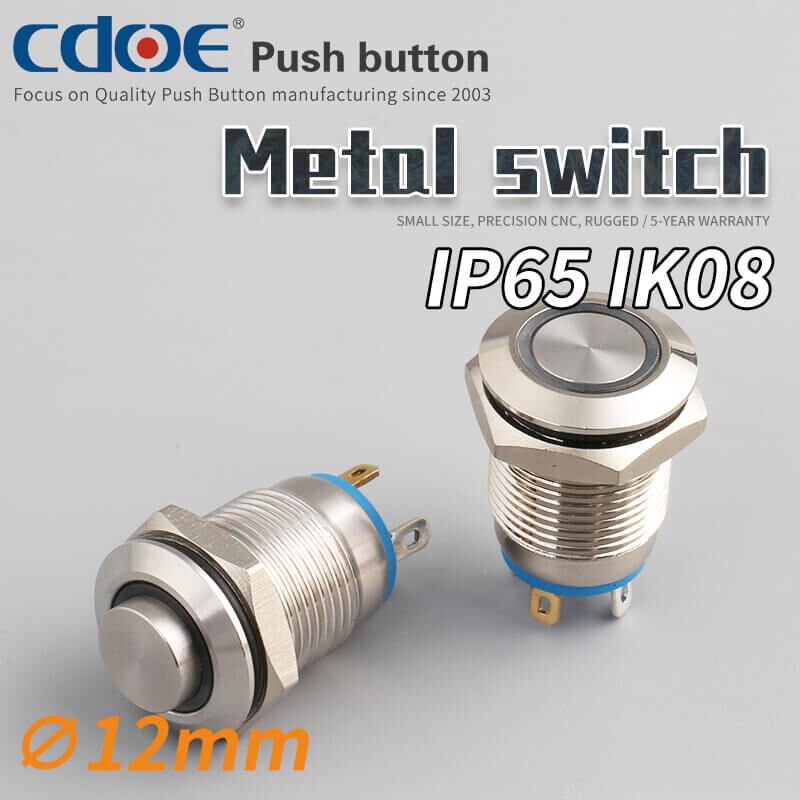 12mm Metal Ledsiz Yaylı Buton Af12