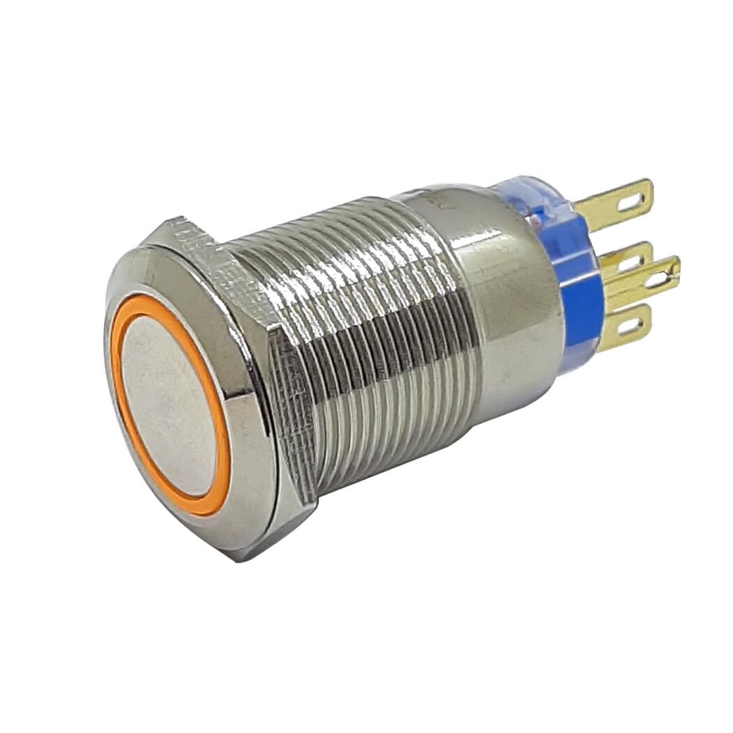 19mm Metal Buton Kalıcı Sarı Led Af48