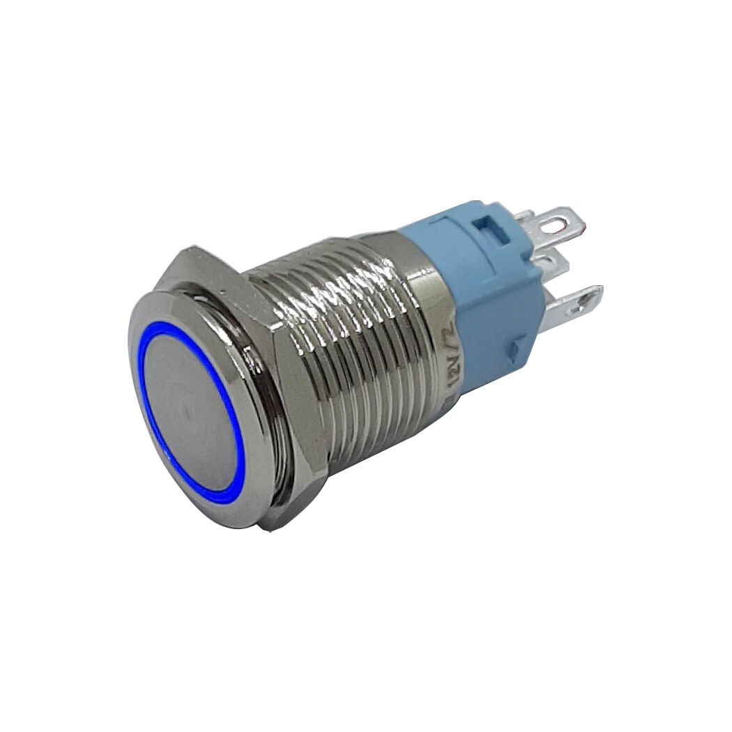 16mm Metal Ledli Kalıcı Düz Buton Mavi Af9