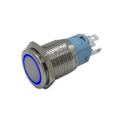 16mm Metal Ledli Kalıcı Düz Buton Mavi Af9